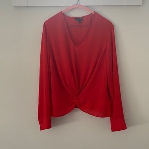 Express Red Twist Front Long Sleeve Top Size Large
